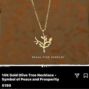 Brand new 14k gold olive branch necklace